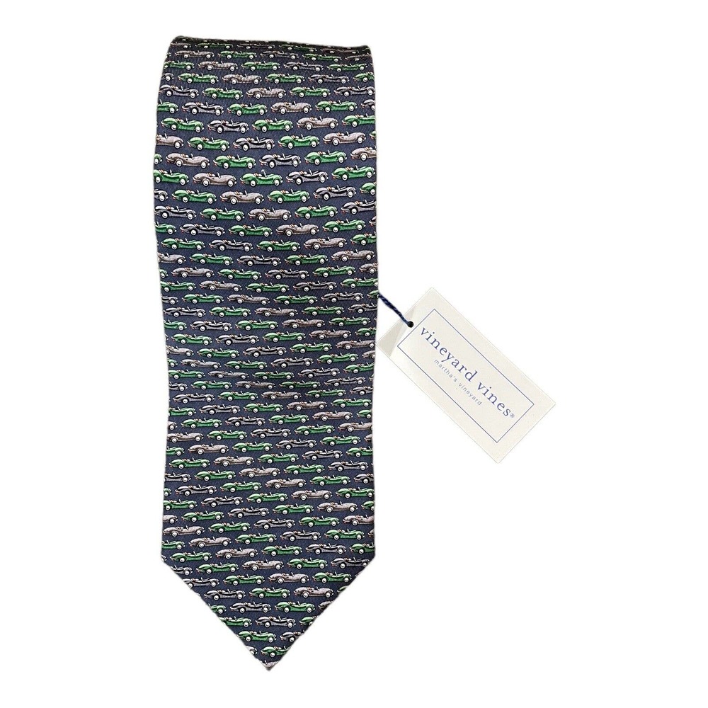 vineyard vines jaguar neck tie car print all over NWT
